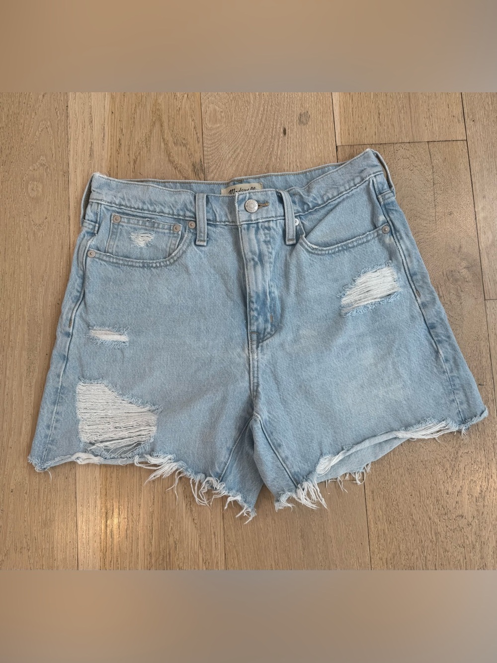 Madewell Light Blue Distressed Denim Cutoff Shorts